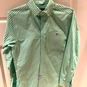 Vineyard Vines green/white check button down